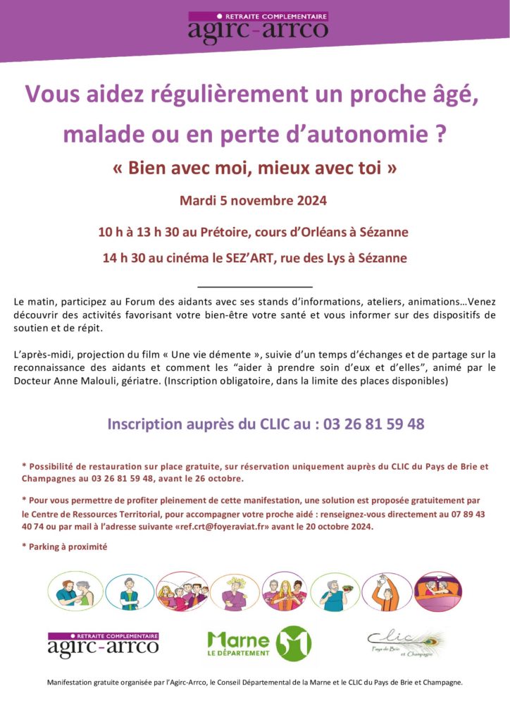 CLIC – Forum des aidants mardi 5 novembre à partir de 10h