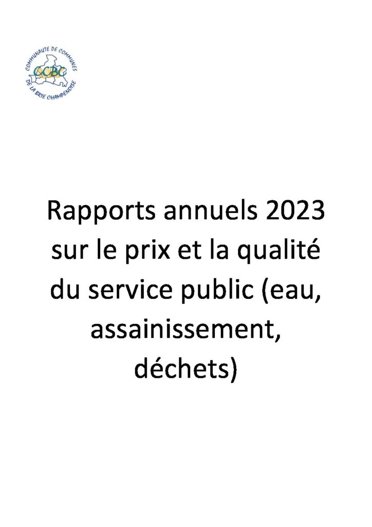 Rapports 2023 sur le prix et la qualité des services (eau, assainissement, déchets)